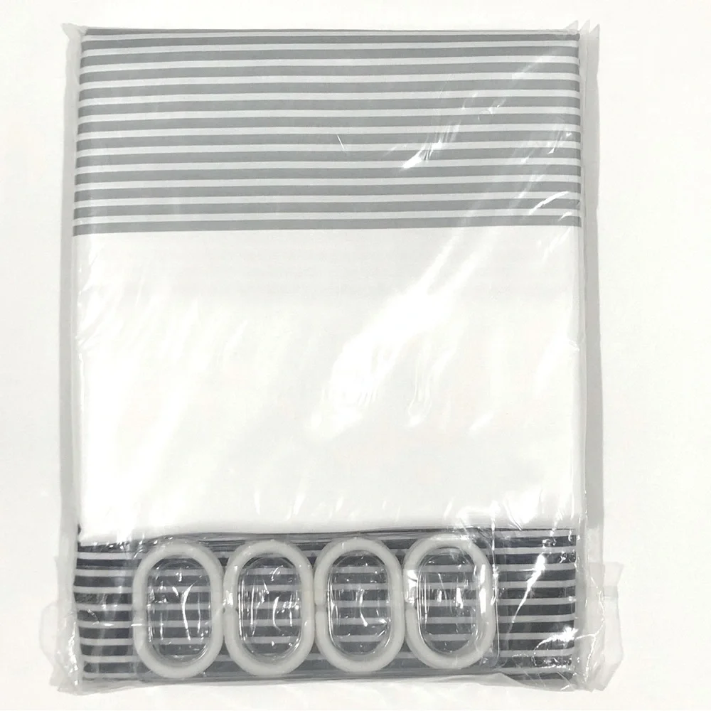 Shower Curtain Grey and Black Ombré Striped